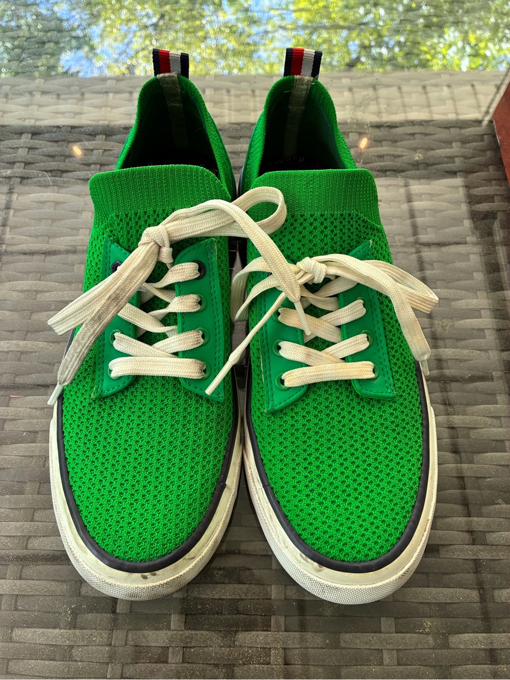 Tommy Hilfiger Green Knit Slip-On Lace Sneakers with White Laces
